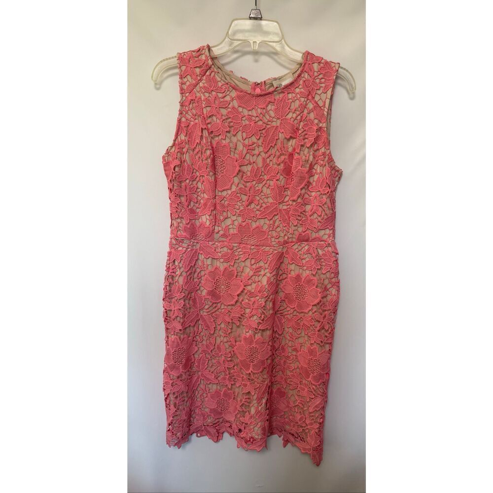 Beige by eci Women coral lace overlay dress size 6